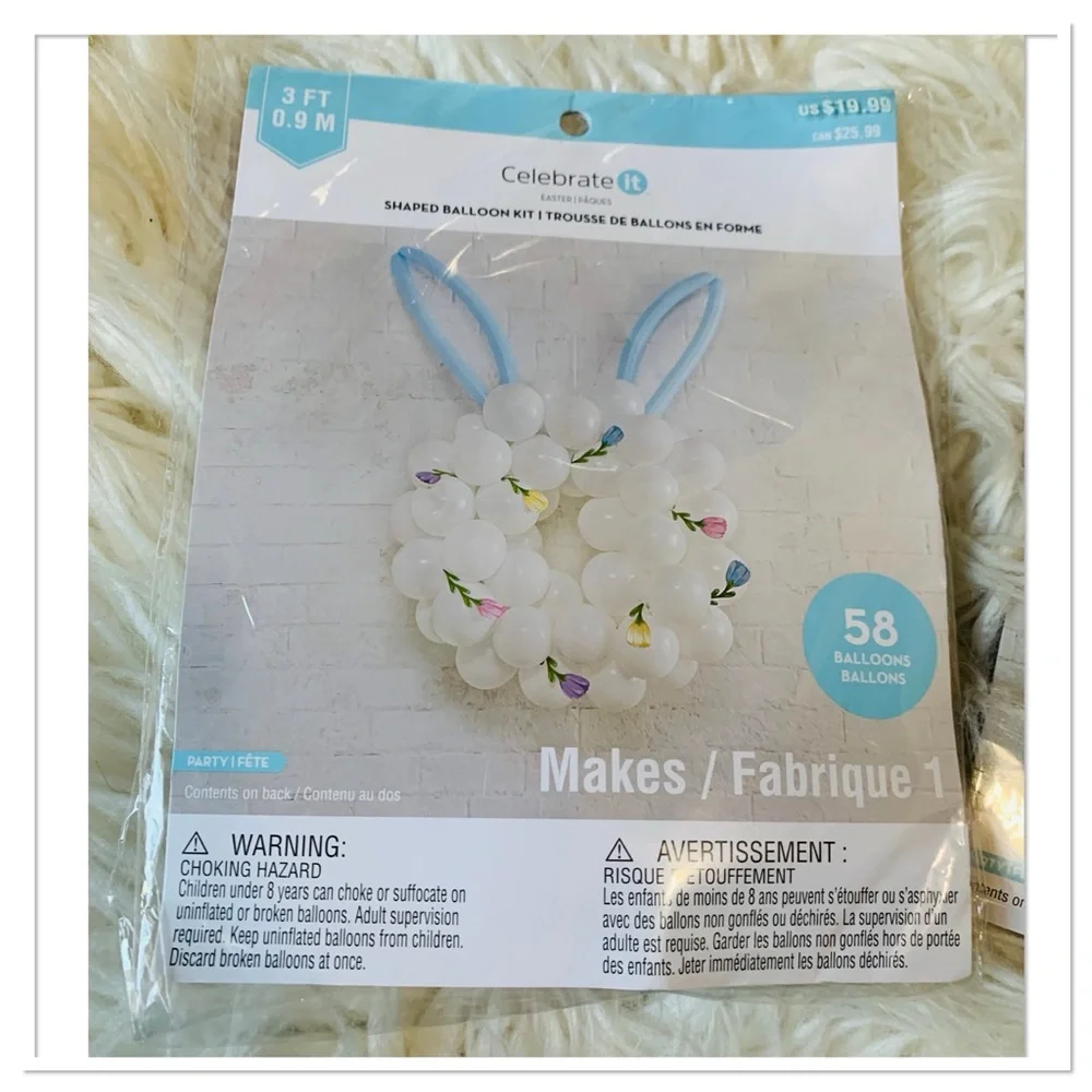 Celebrate It Easter Balloon Kit Bundle Hoppy Easter Bunny Wreath Blue White